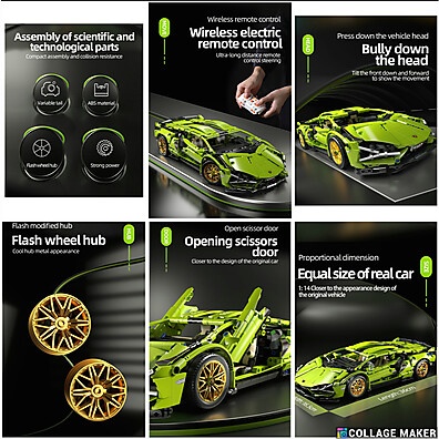 Carro Lamborghini SIAN FK937 Bloco de Montar Remoto Elétrico – Quebra-Cabeça de Construção para Crianças e Adultos