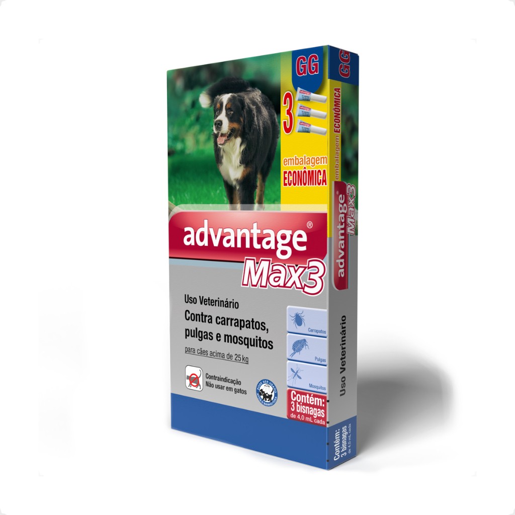 Advantage MAX3 4 mL: Proteção Total Contra Pulgas e Carrapatos para Cães Acima de 25 kg
