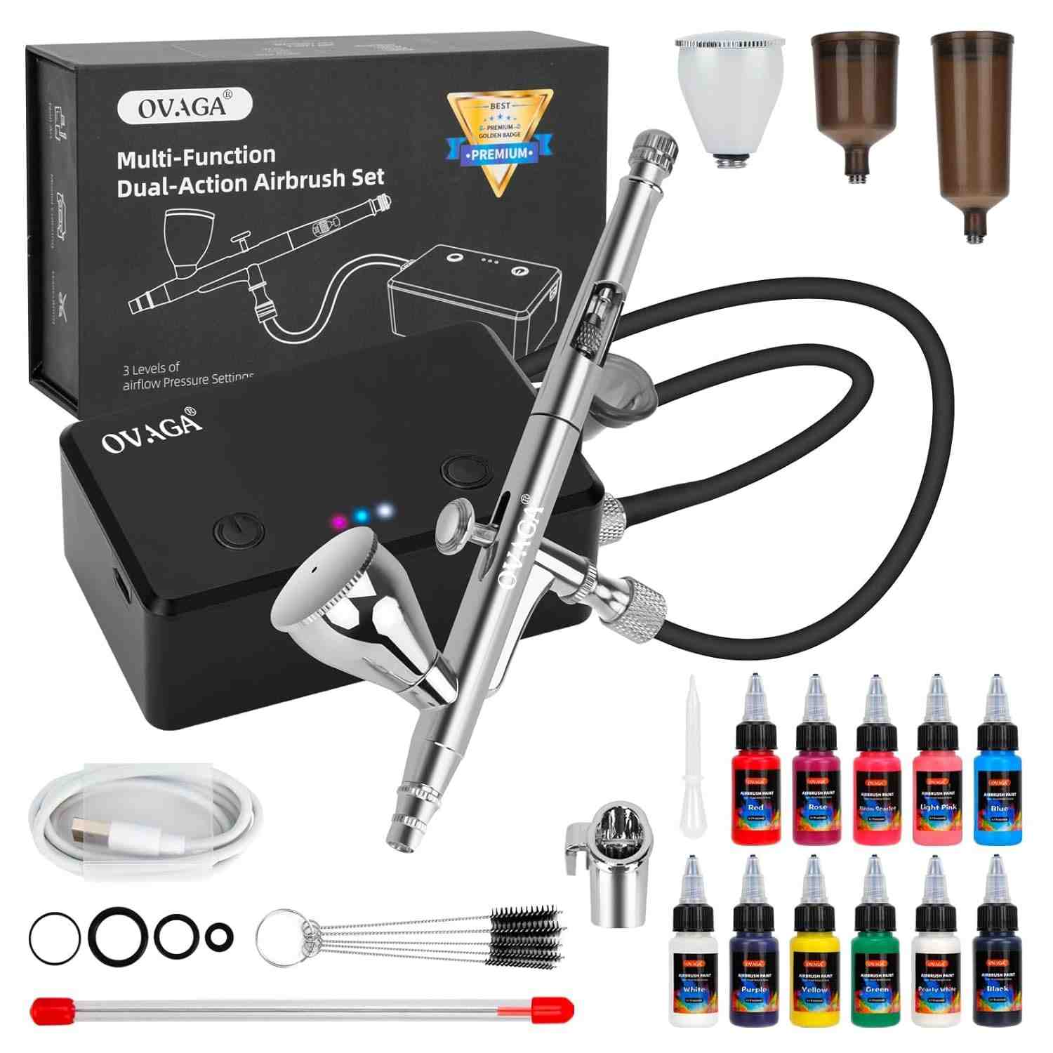 Kit Aerógrafo Profissional 32PSI com Compressor - Pinte, Decore e Maquie com Qualidade!