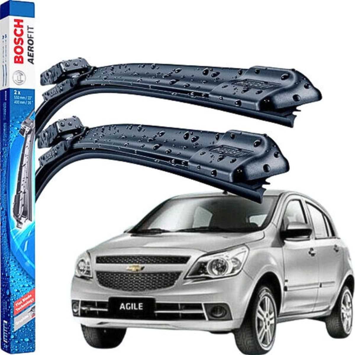 Palheta Limpador Parabrisa Bosch Aerofit Silicone para Chevrolet Agile 2012-2014 - Limpeza Superior e Durabilidade