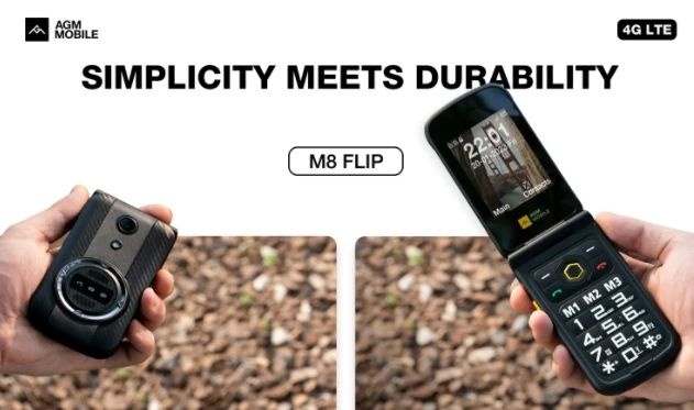 AGM M8: Celular Flip 4G à Prova D'Água