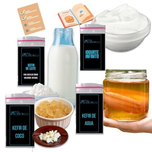 Mega Kit Kombucha + Kefir De Leite + Água + Coco + Iogurte Infinito