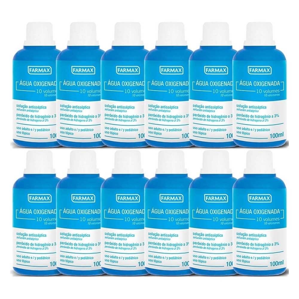 Água Oxigenada 10 Volumes Farmax: Kit 12 Unidades
