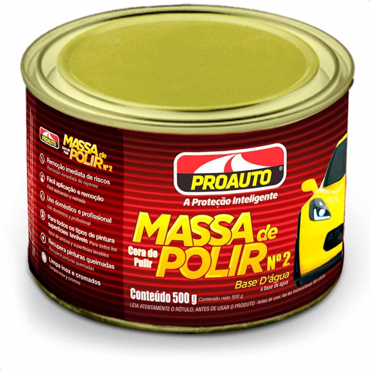 Massa de Polir Nº 2 Pro Auto Base Água 500g: Brilho Intenso e Proteção para Seu Veículo