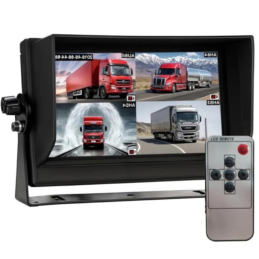 Tela Veicular 7" IPS com Gravação: Monitor Automotivo Completo para 4 Câmeras AHD 1080p (12V-24V)