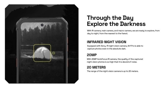 Air1 Pro: Smartphone 4G Robusto com Visão Noturna