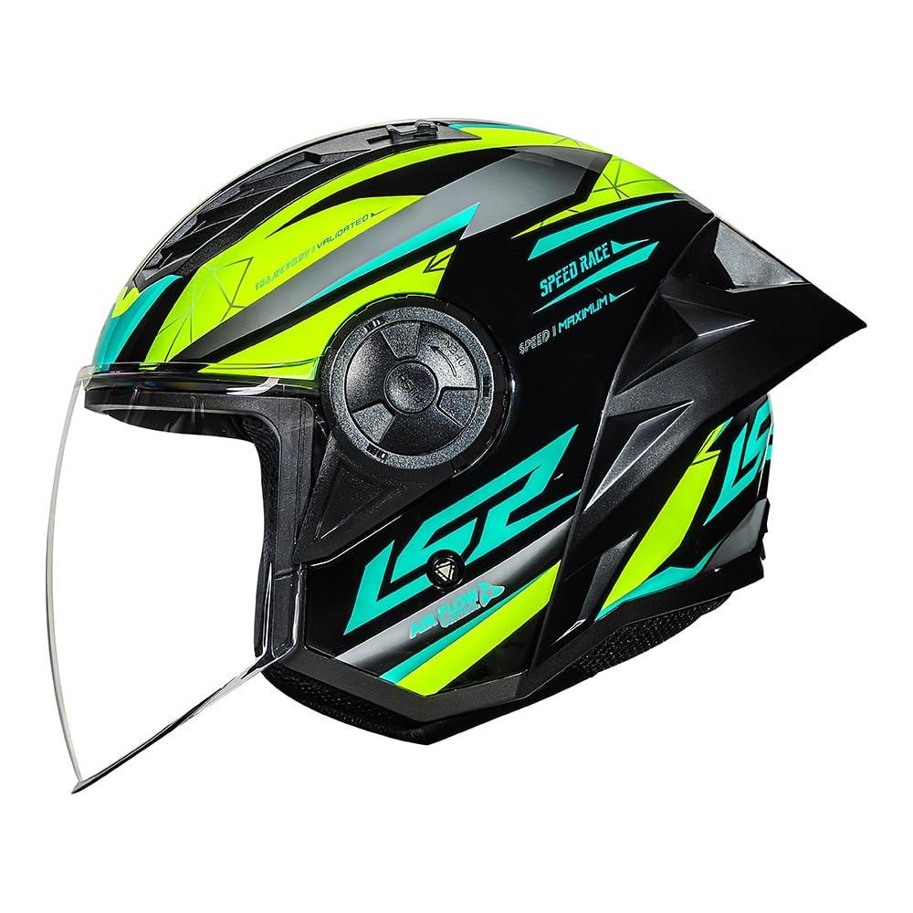Capacete LS2 Airflow 2 OF616 Aberto Spoiler Draze Verde: Estilo e Aerodinâmica