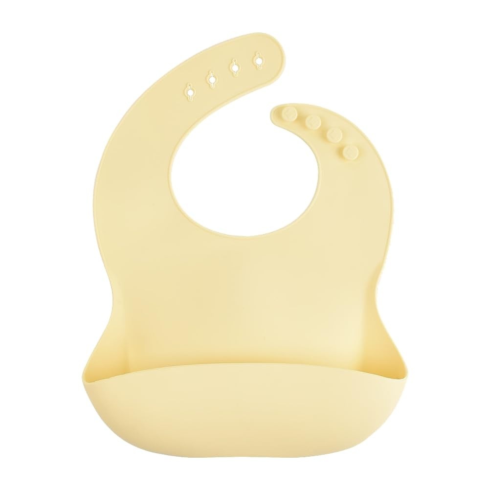 Babador Ajustável em Silicone Infantil - Proteção Confortável e Moderna para Bebês e Crianças (Amarelo)