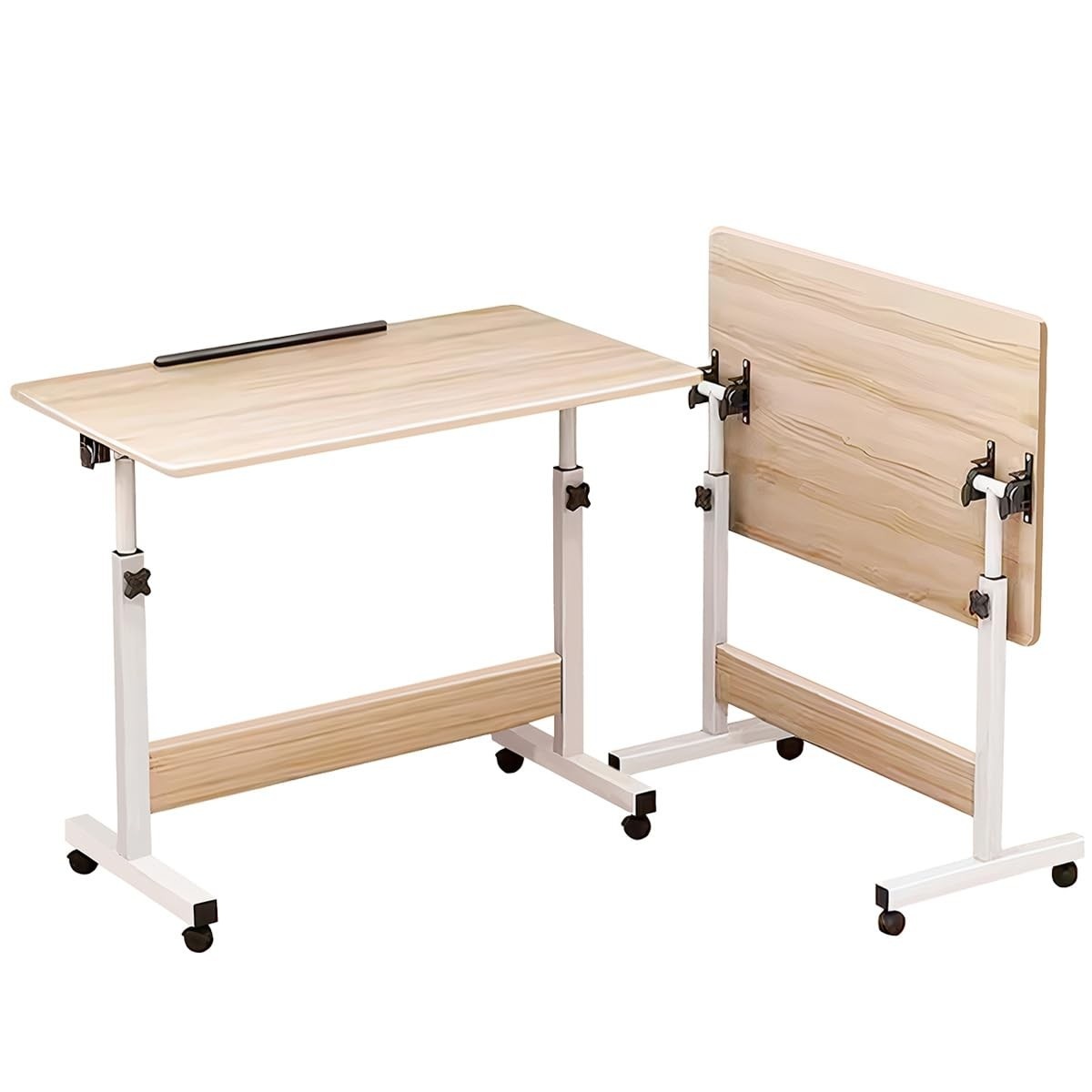 Mesa Ajustável Dobrável Nogueira-Flip com Rodinhas | Altura Regulável 70-90cm