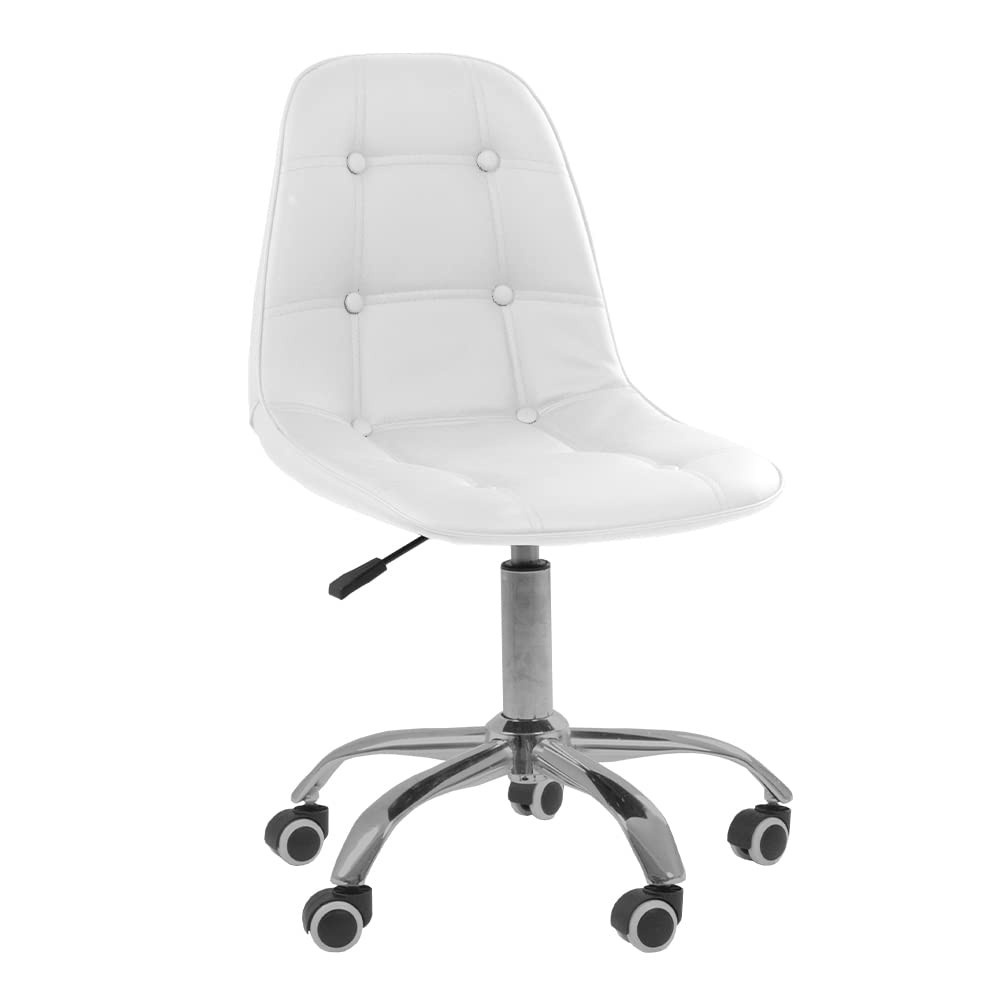 Cadeira Giratória Office Eiffel Botonê Ajustável Branco - Conforto Ergonômico para Home Office