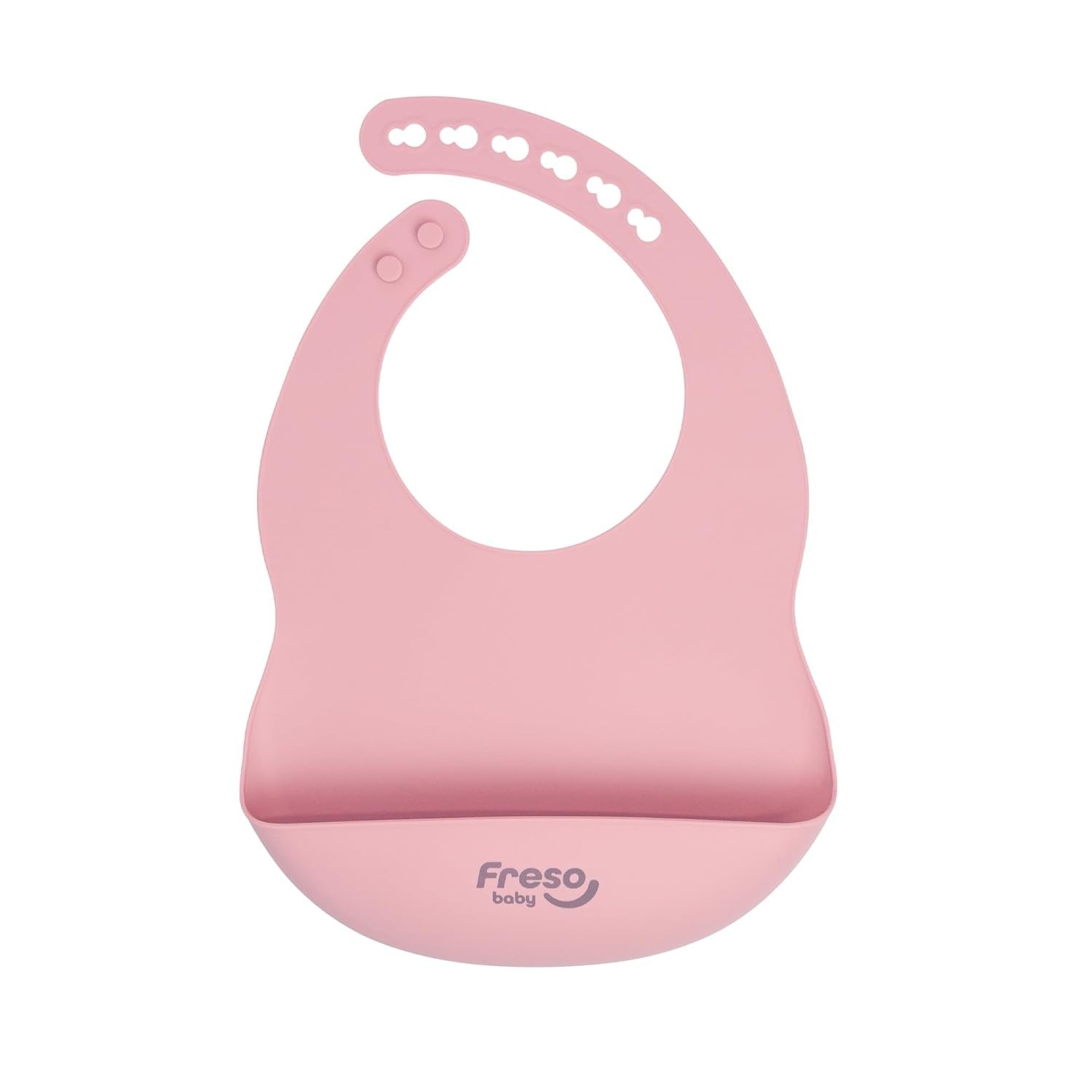 Babador Silicone Freso Baby - Impermeável, BLW, com Bolso e Fecho Ajustável - Rosa