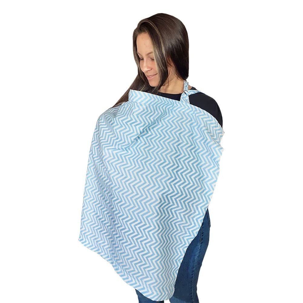 Capa de Amamentação Baby Deluxe Azul Chevron com Haste Rígida e Alça Ajustável