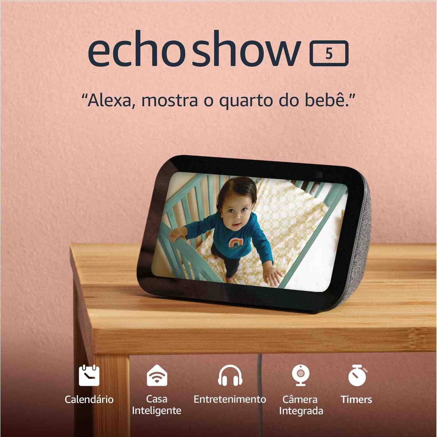 Echo Show 5 (2ª Geração): Smart Display com Alexa, Som Potente e Design Moderno - Preto