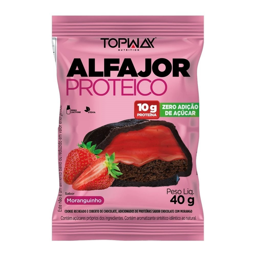 Alfajor Proteico Topway Moranguinho: 10g de Proteína!