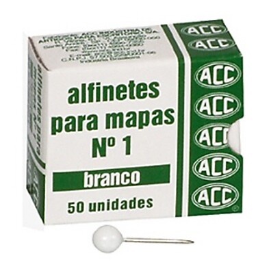 Alfinetes para Mapa NR 01 Branco - 50 Unidades ACC