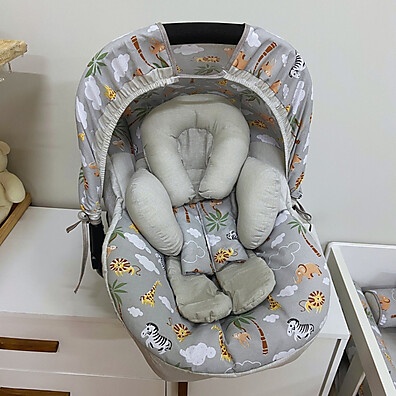 Kit Capa de Bebê Conforto com Protetores e Apoio 100% Algodão