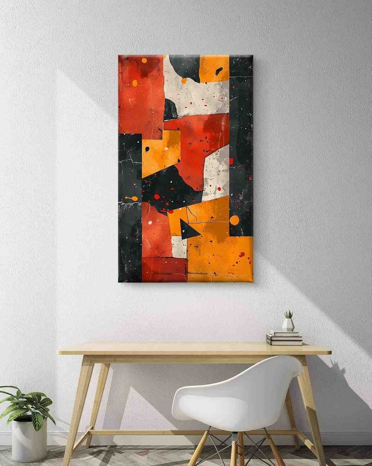 Canvas Decorativo Abstrato Moderno 60x100cm | Arte Geométrica em Algodão com Cores Vibrantes