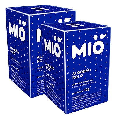 Algodão Hidrófilo Mió: Kit 2 Rolos 50g