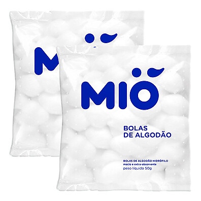 Algodão Mió Bola Hidrófilo 50g: Kit com 2!