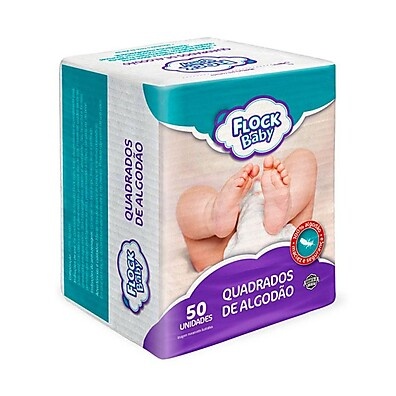 Algodão Quadrado Flock Baby: 50 Unidades de Maciez e Cuidado
