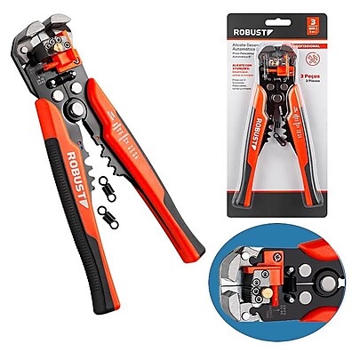 Alicate 3 em 1 ROBUST 3370163: Desencapar, Cortar e Crimpar