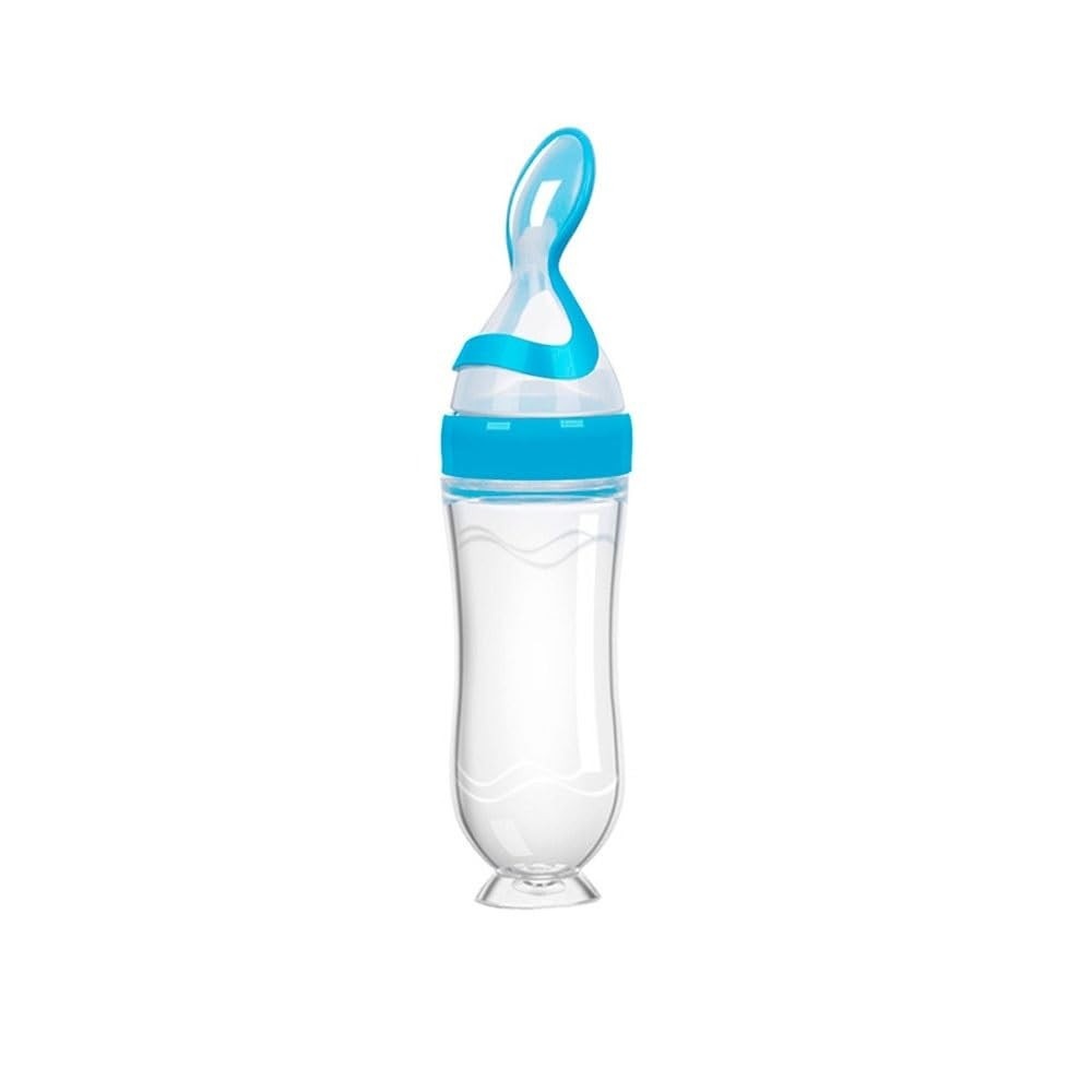 Colher Dosadora em Silicone Azul - Alimentação Segura e Prática para Bebês