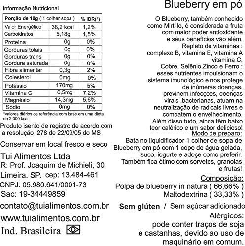 TUI ALIMENTOS Blueberry Em Pó - 150 G