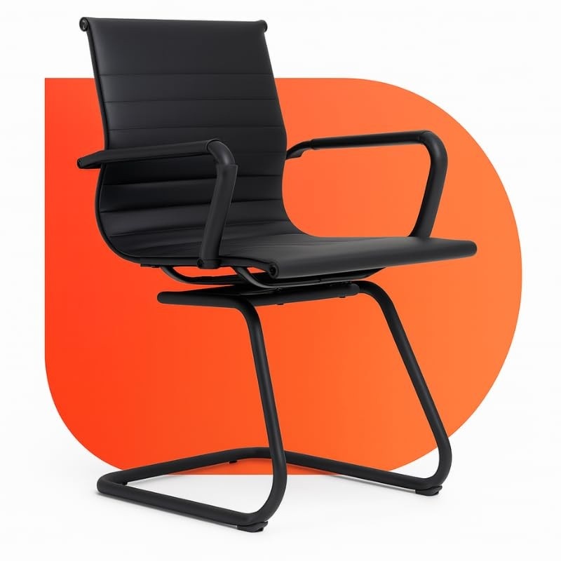 Cadeira de Escritório Moob Berlim Executiva All Black com Base Fixa e Estrutura em Aço Carbono
