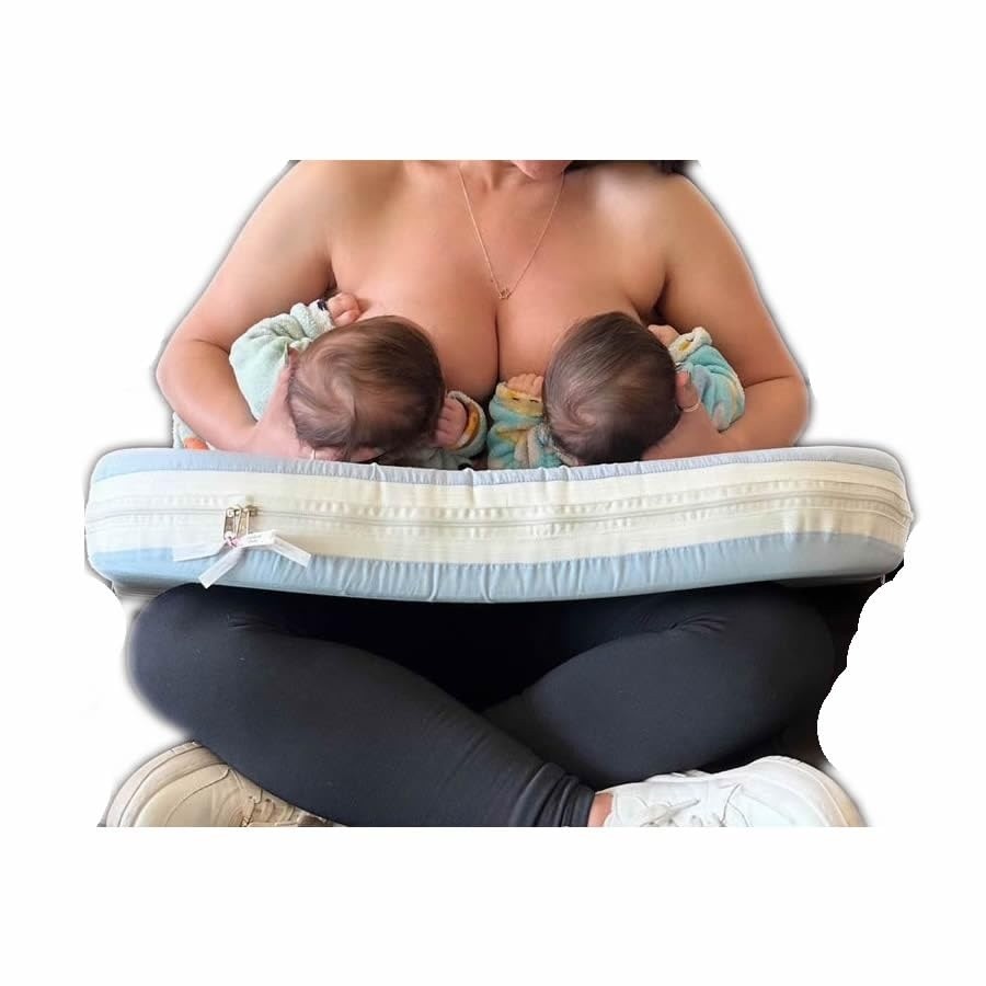 Almofada de Amamentação para Gêmeos Grande Azul - Conforto Duplo com Design Ergonômico