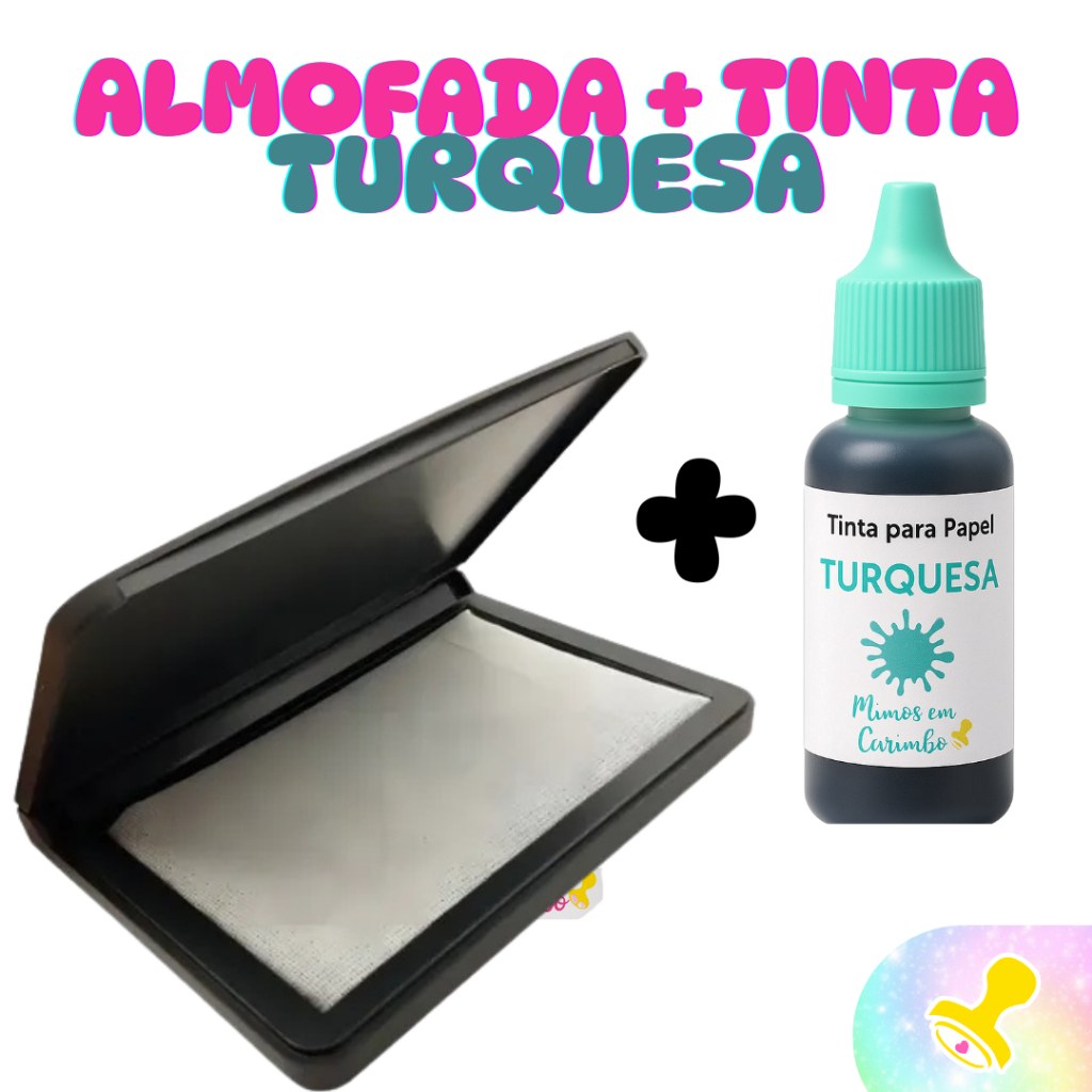 almofada-de-carimbo-turquesa-tinta-para-papel-kit-completo-para-artesaos