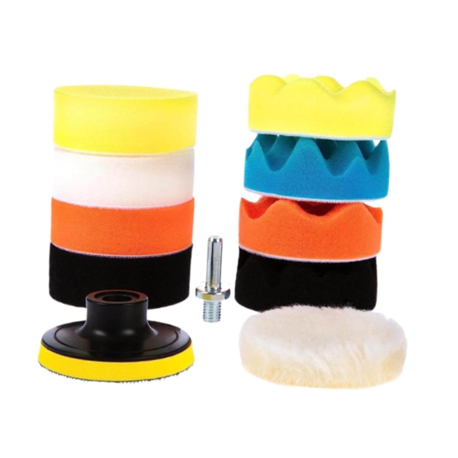 Kit de Almofadas de Polimento 11 Peças - Espuma Autocolante para Furadeira | Ideal para Carros e Móveis