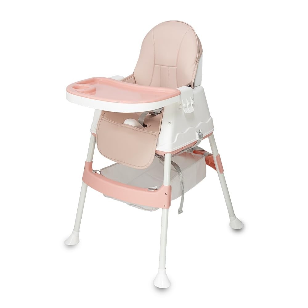 Cadeira de Alimentação Alta 3 em 1 Multifuncional Rosa até 24kg - Conforto e Segurança para seu Bebê