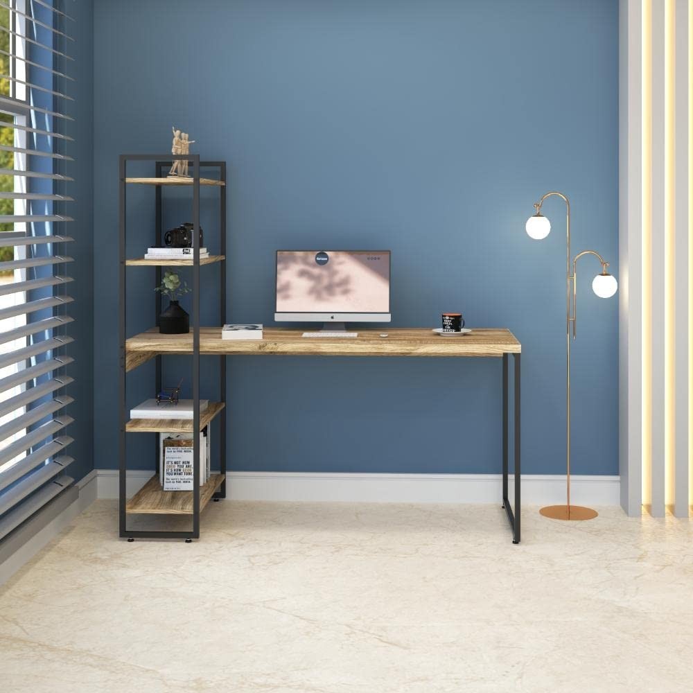 Escrivaninha com Estante Alta 1,50m - Design Moderno e 4 Prateleiras | Compace Dynamica