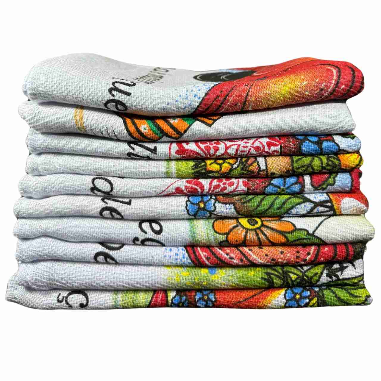 Kit 10 Panos de Prato Estampados 75x45cm - 100% Algodão com Alta Absorção