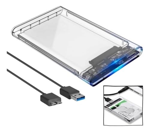 Case Externa Para HD transparente Alta Velocidade e Conexão USB 3.0 Transmissão de 6gbps Sata 3 Suporta SSDs e HDs de até 3TB Transparente Premium