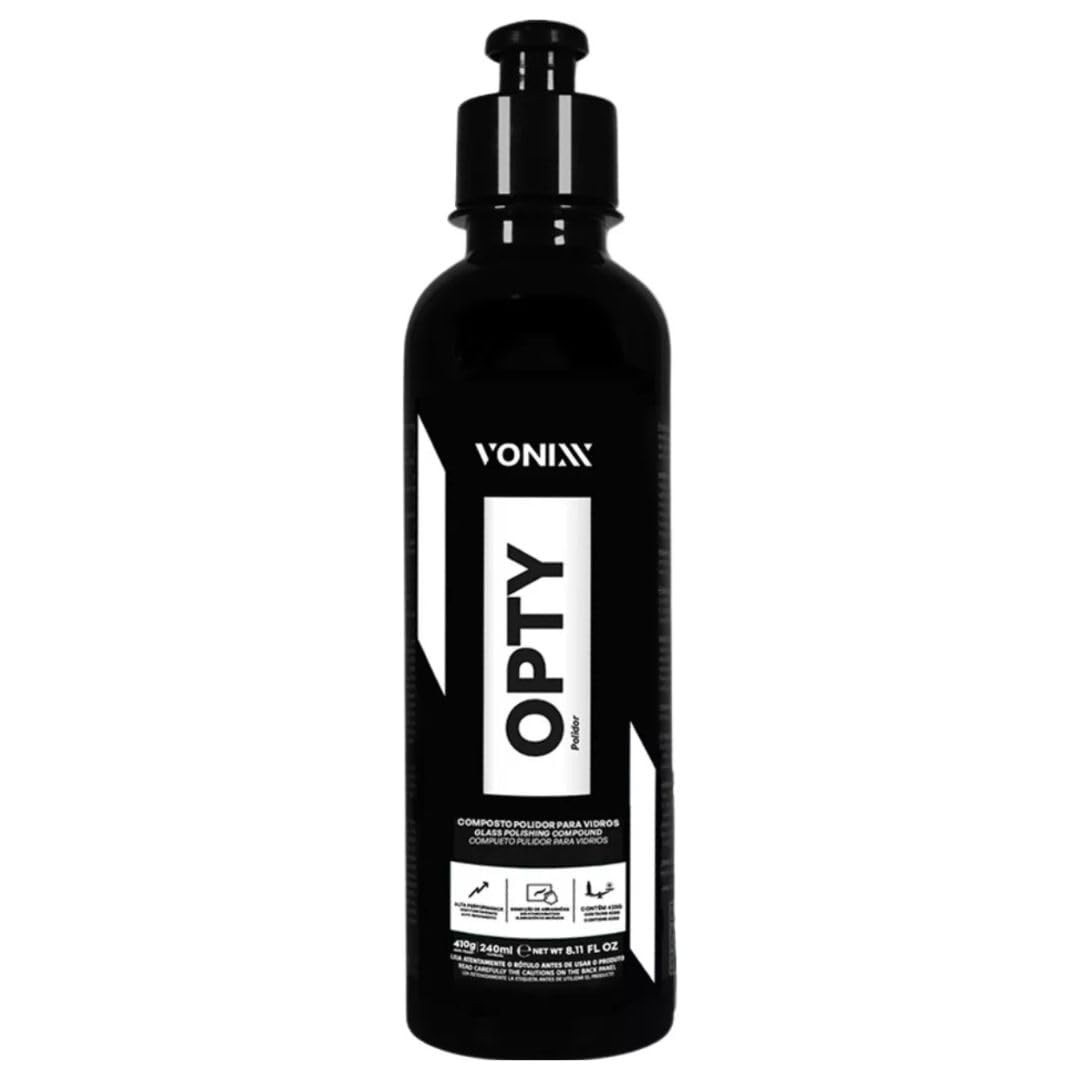 OPTY 240ml: Polidor de Vidros de Alta Performance para Remover Arranhões e Marcas d'Água