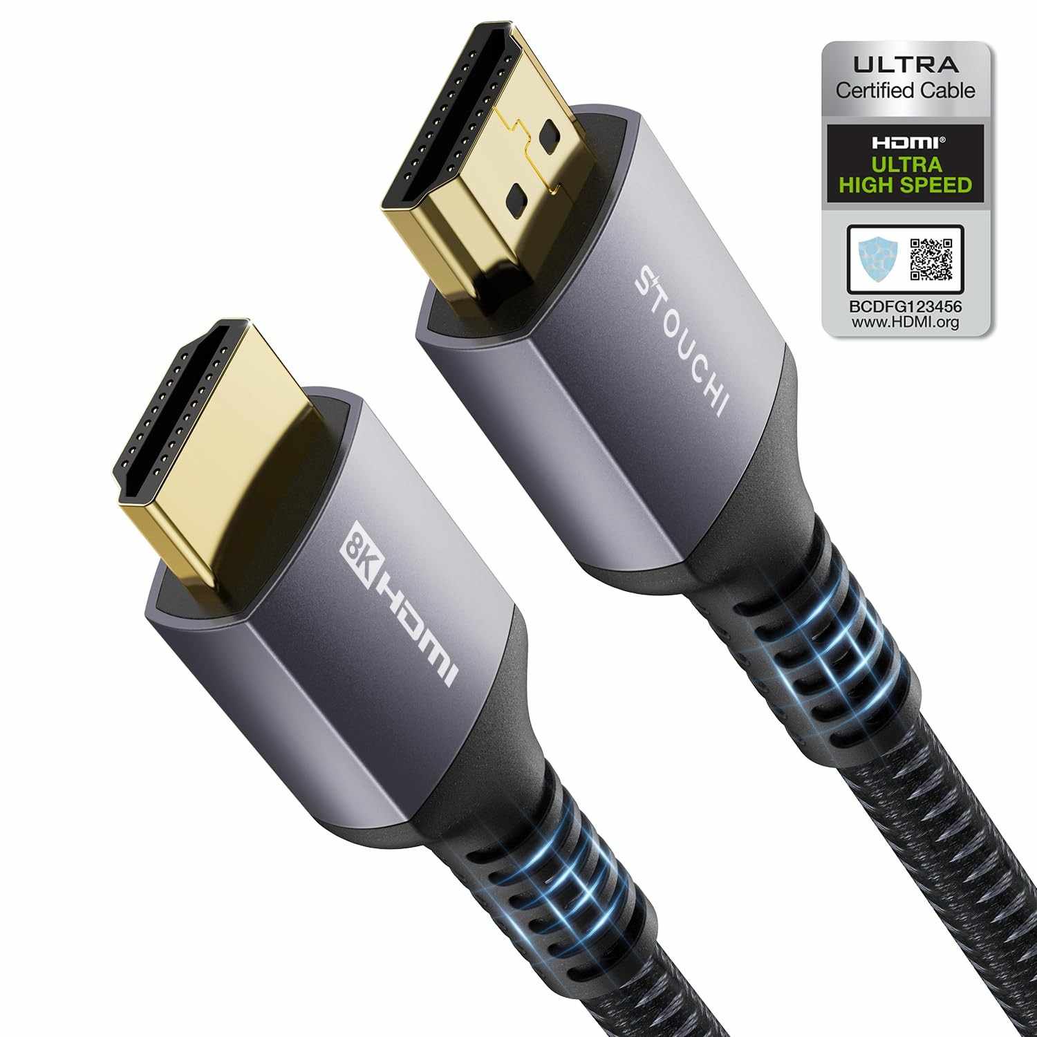 Cabo HDMI 2.1 Stouchi 10FT Certificado 48Gbps 8K@60Hz - Ultra Alta Velocidade para PS5, Mac Mini M4, TVs UHD