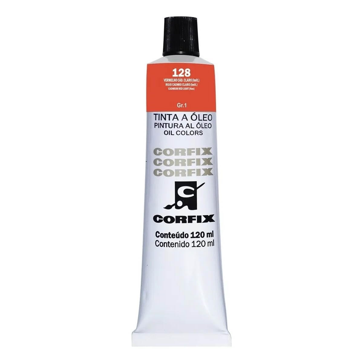 Tinta Óleo 120ml GR1 128 Vermelho Claro - Alta Solidez à Luz para Pinturas Vibrantes