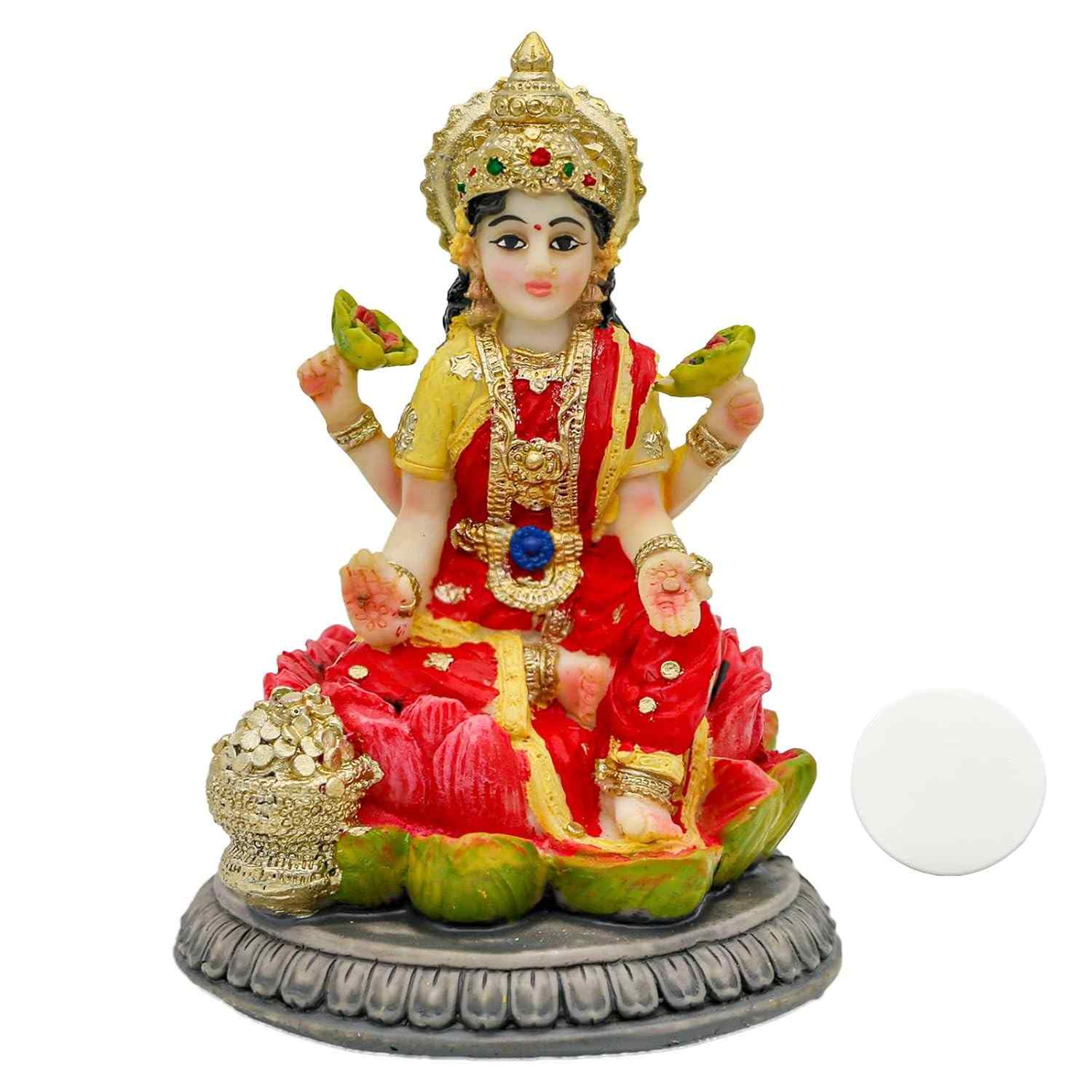 Estátua da Deusa Lakshmi 9cm - Estatueta Hindu para Decoração de Templo, Escritório e Altar