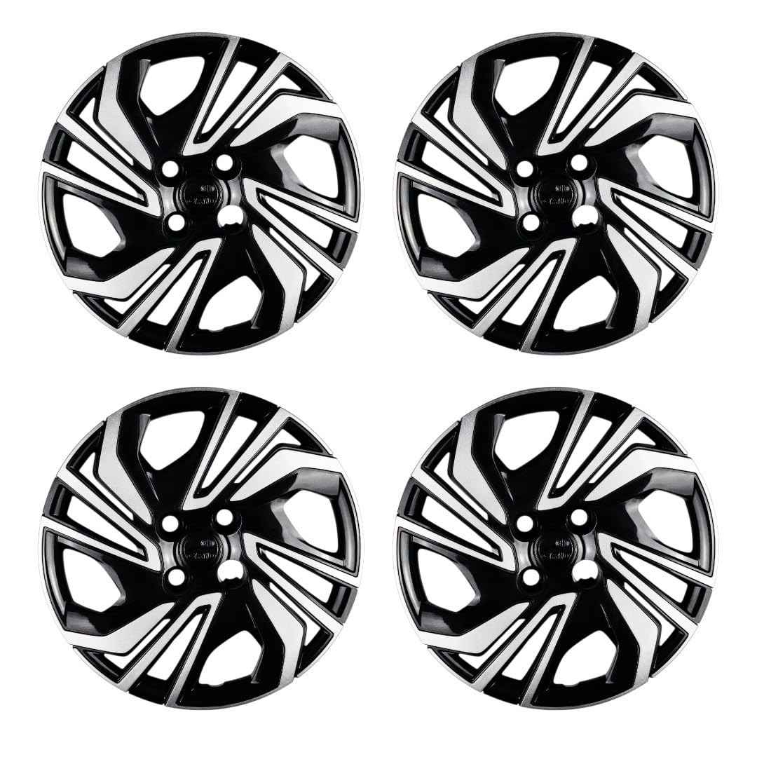 Kit 4 Calotas Esportivas Aro 14 Preto/Prata - Onix 2020-2024 (Cubo Alto)