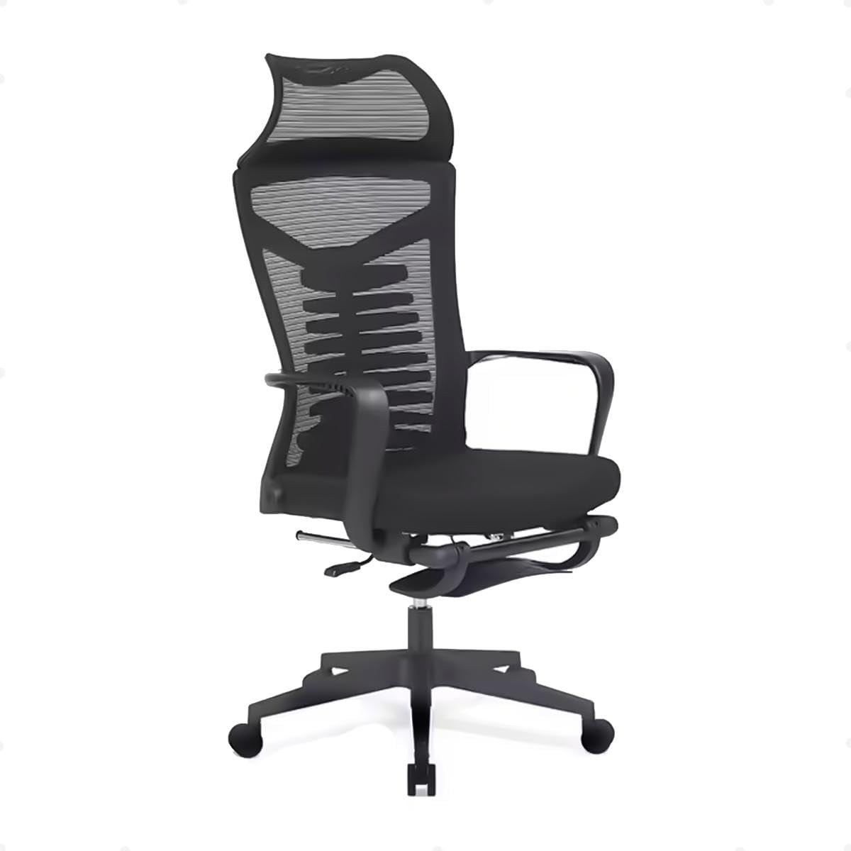 Cadeira de Escritório Ergonômica com Encosto Alto em Tela e Apoio para Braços Ajustável - Design Moderno Preto