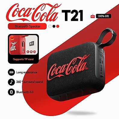 Alto-Falante Bluetooth Coca-Cola T21: Som 360° e Portátil!