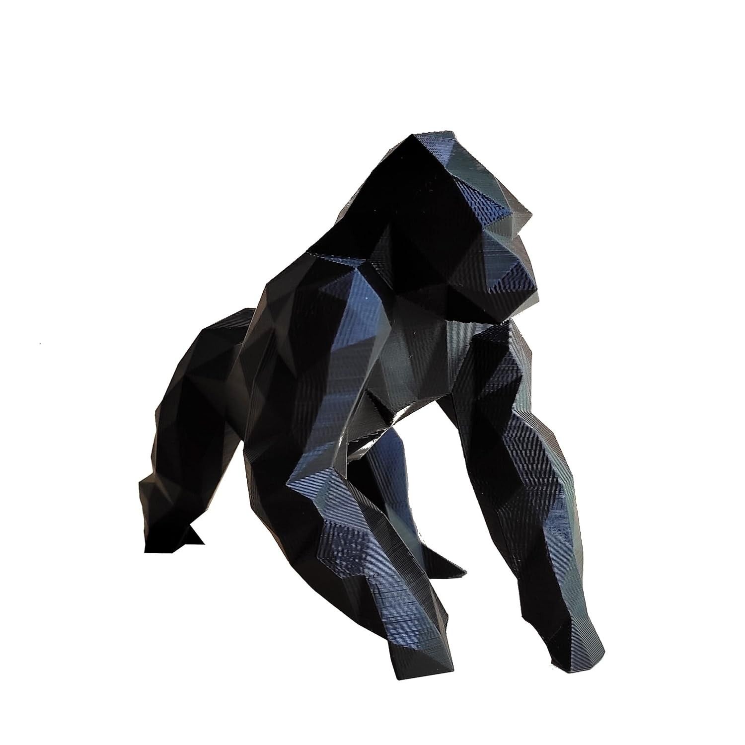 Gorila 10cm Altura - Estatueta 3D Preta para Decoração e Ambientes Modernos