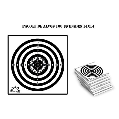 Alvos de Tiro 14x14: Pacote com 100 Unidades