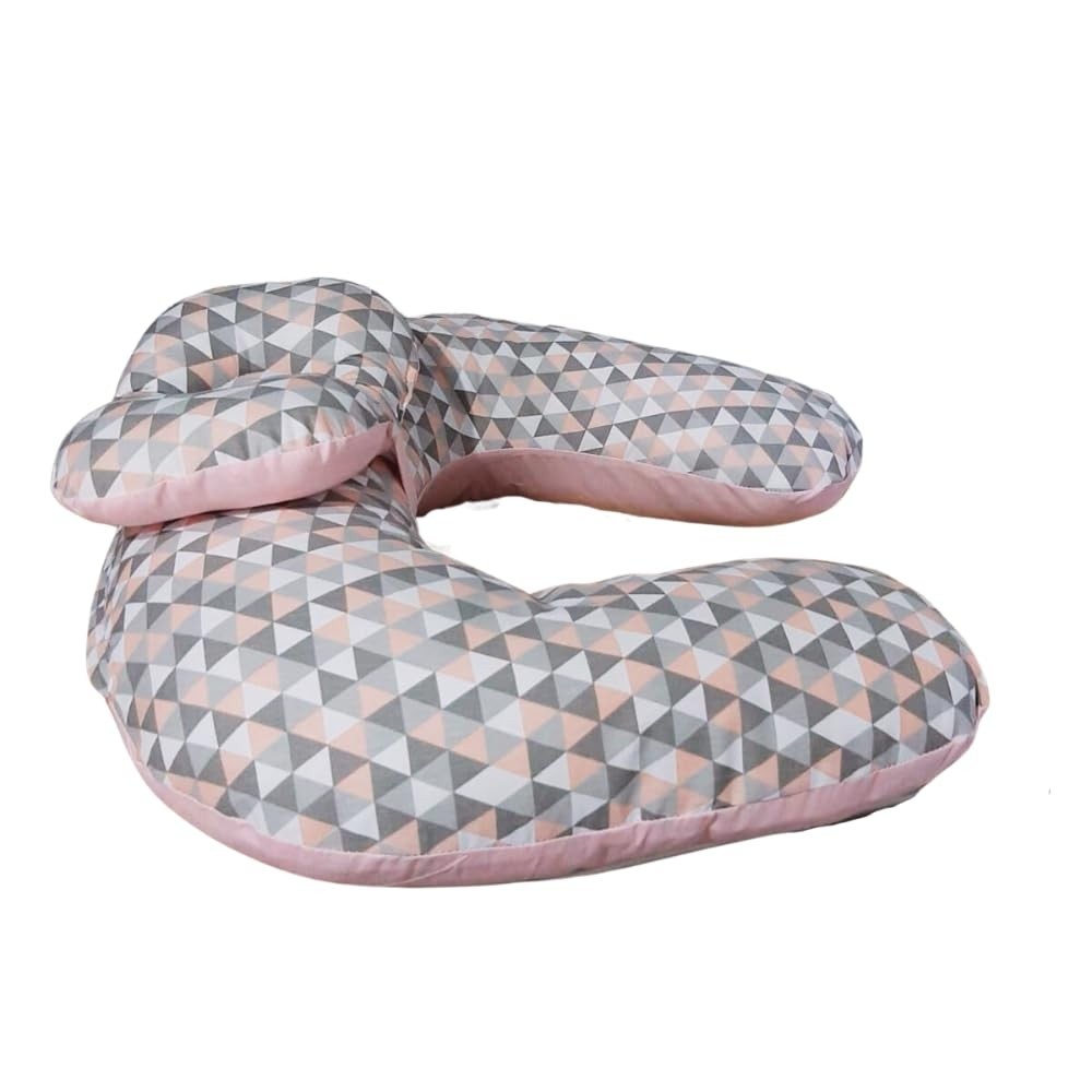 Almofada de Amamentação Triângulo Rosa - Conforto e Apoio para Mamãe e Bebê