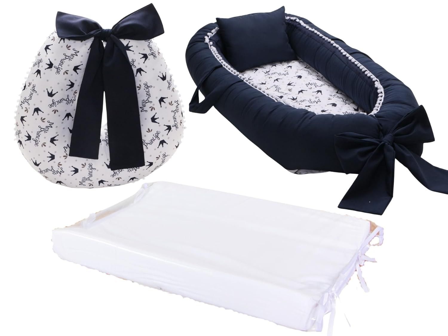 Kit Completo para Bebê: Ninho Redutor + Almofada de Amamentação + Trocador Menino