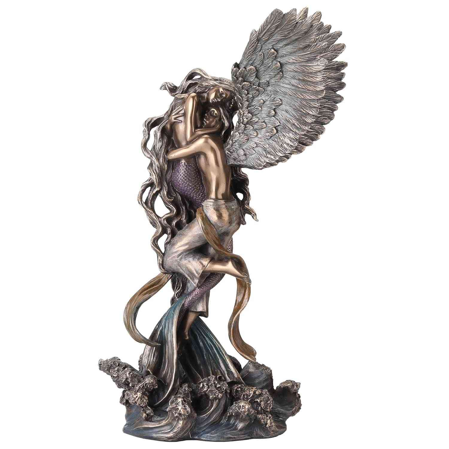 Estátua dos Amantes de Anjo e Sereia - Escultura Romântica de Arte por Selina Fenech