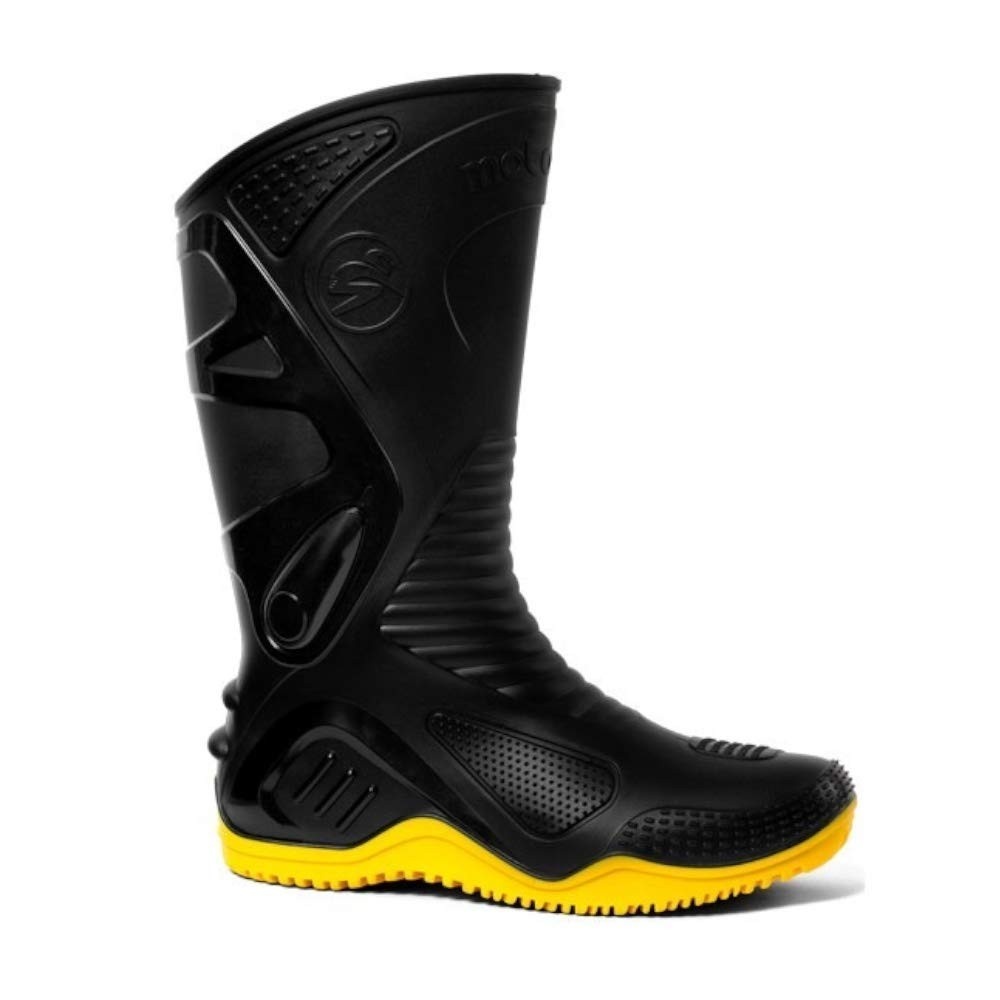 Bota Motociclista Bracol Motosafe Amarela Impermeável Cano Longo PVC - Proteção Essencial