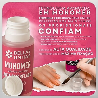 Monomer Líquido Acrílico 75ml – Unhas Perfeitas Sem Amarelar