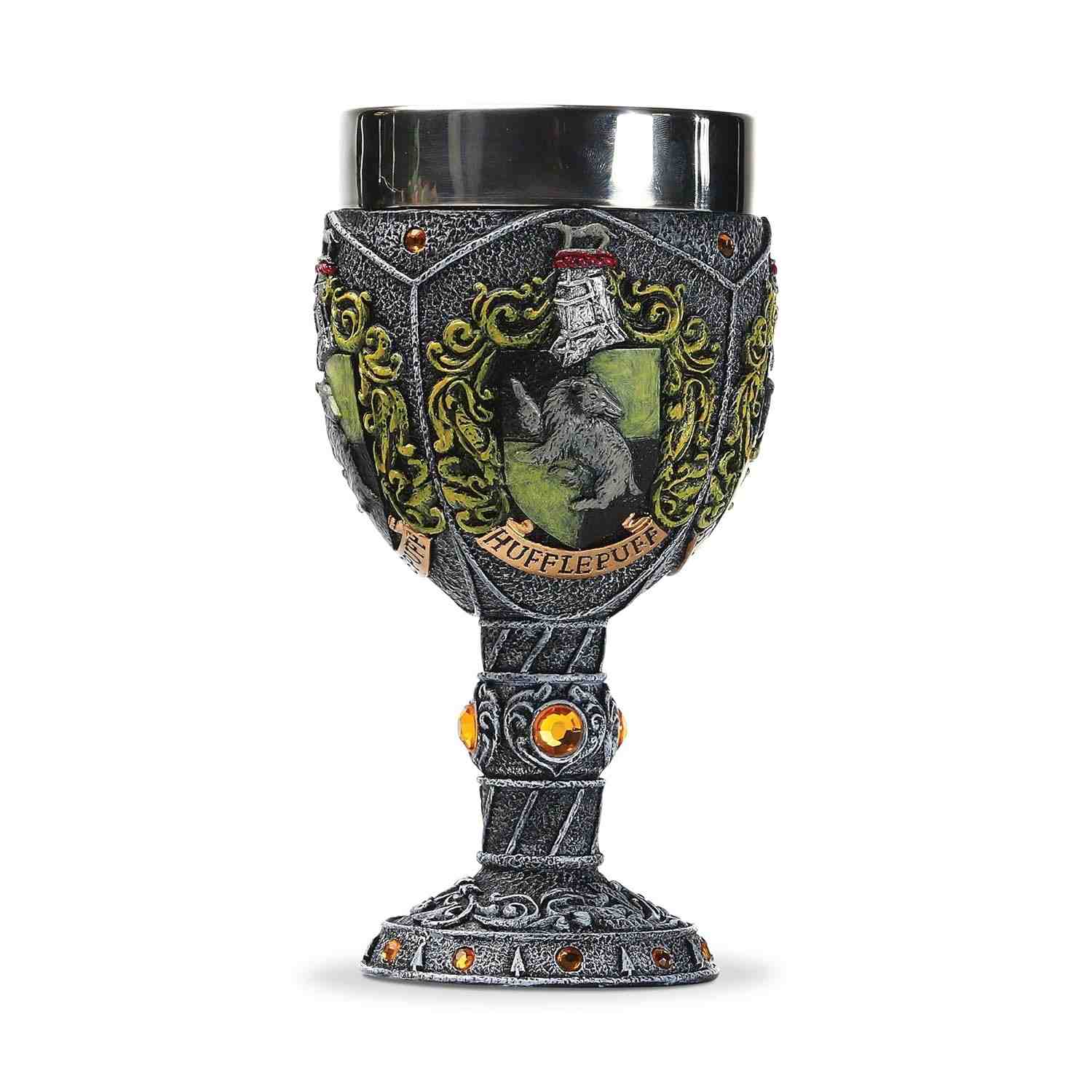 Estatueta Hufflepuff Harry Potter - Taça Decorativa com Detalhes em Cristal Amarelo